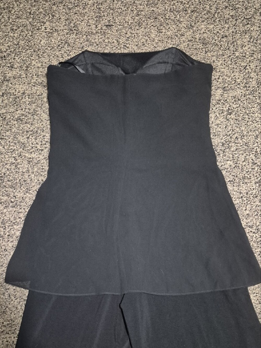White House Black Market Black Strapless Wide-Leg Jumpsuit with Peplum - Picture 5 of 7